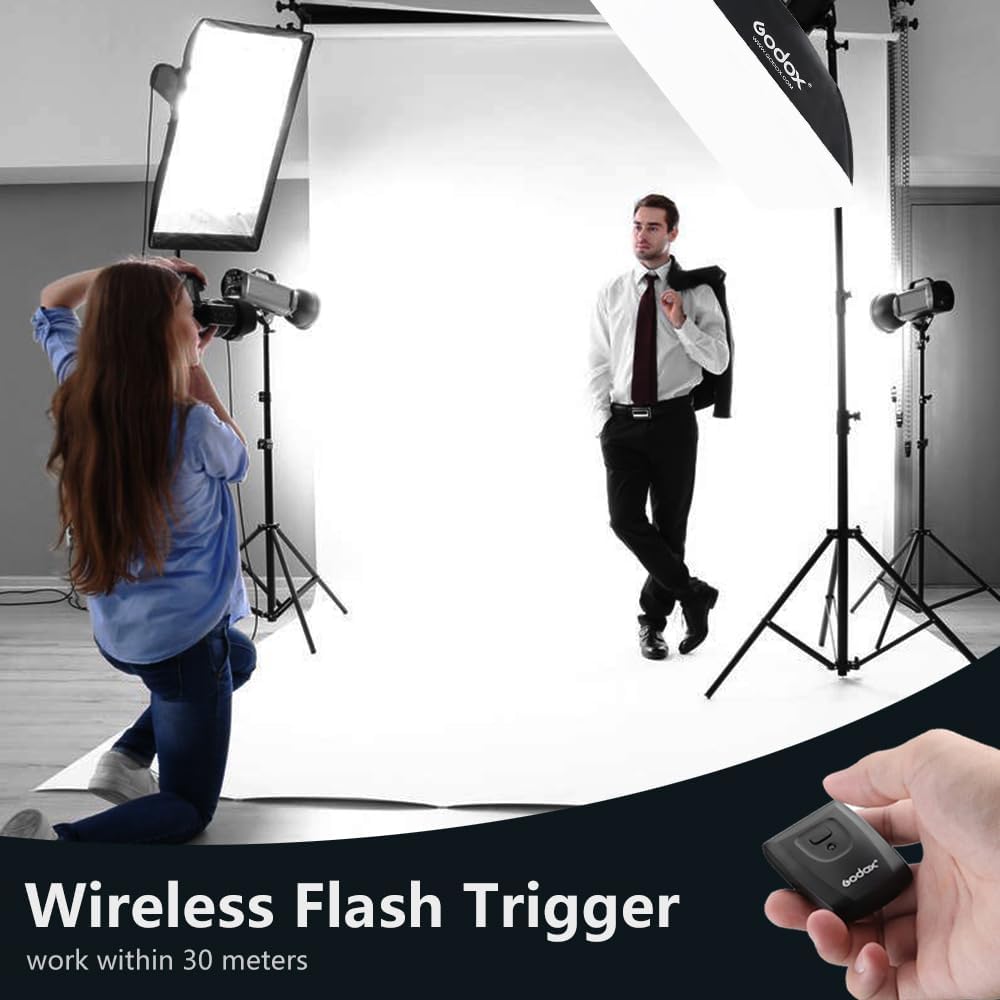 Godox Professional Studio Flash Kit for Photography, Strobe Lights Softbox Lighting Kit, 2x180W 5600K Compact Monolights with Flash Trigger, Softbox, Light Stands - Image 4